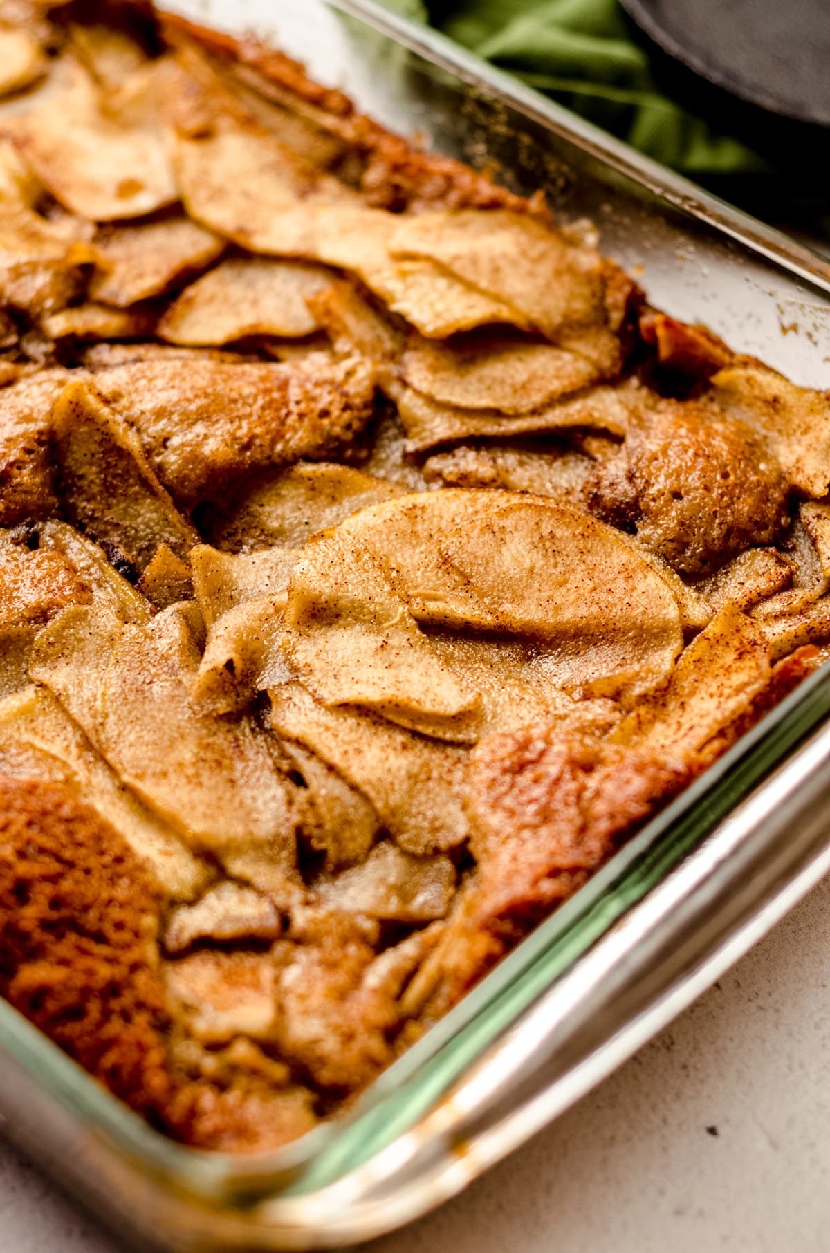 pear cobbler in a baking dish