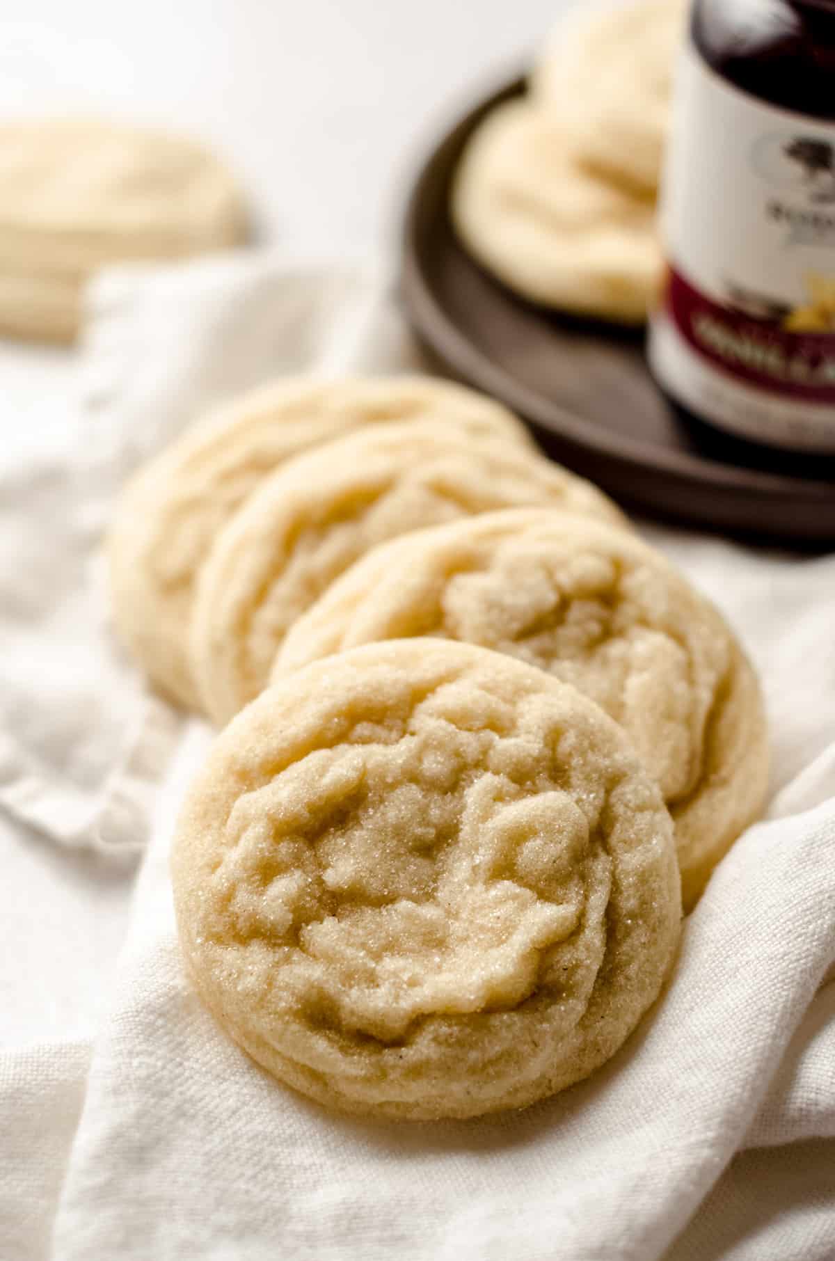 vanilla bean sugar cookies on a kitchen towel