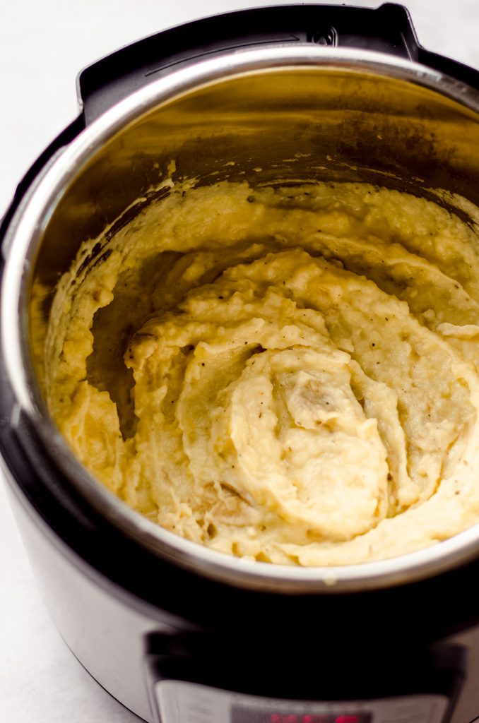 garlic mashed potatoes mashed in an instant pot