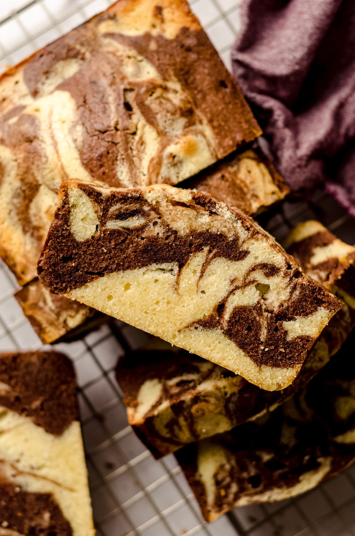 aerial photo of marble pound cake