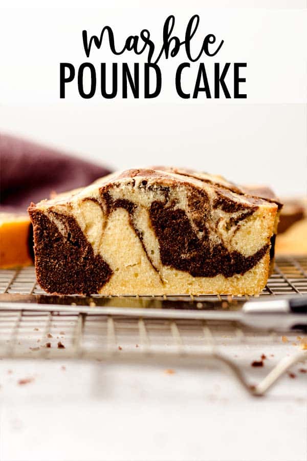 This marble pound cake is buttery and rich with a very tight crumb. The simple base flavor of butter and vanilla is an excellent complementary taste to the slightly bitter chocolate swirled into every bite. via @frshaprilflours