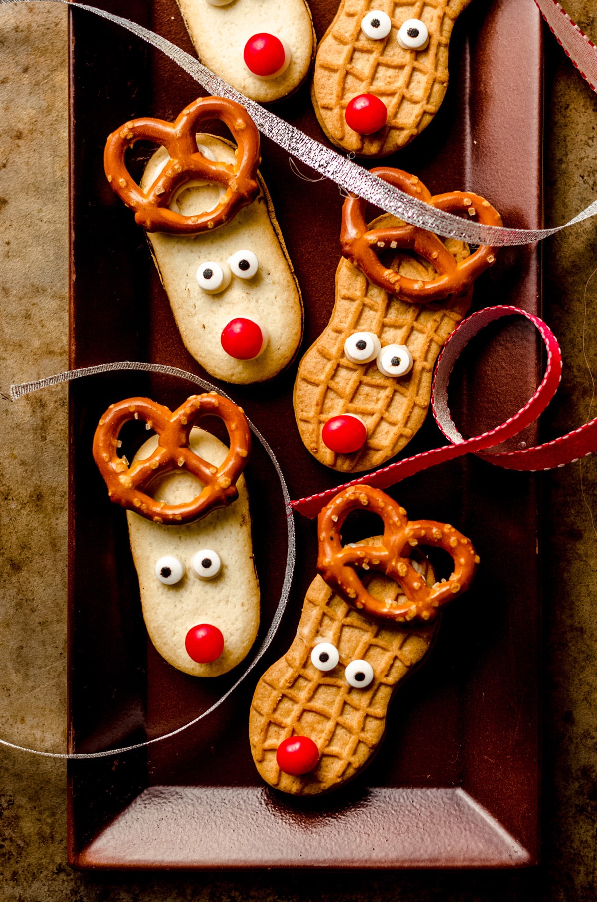 reindeer cookies on a tray