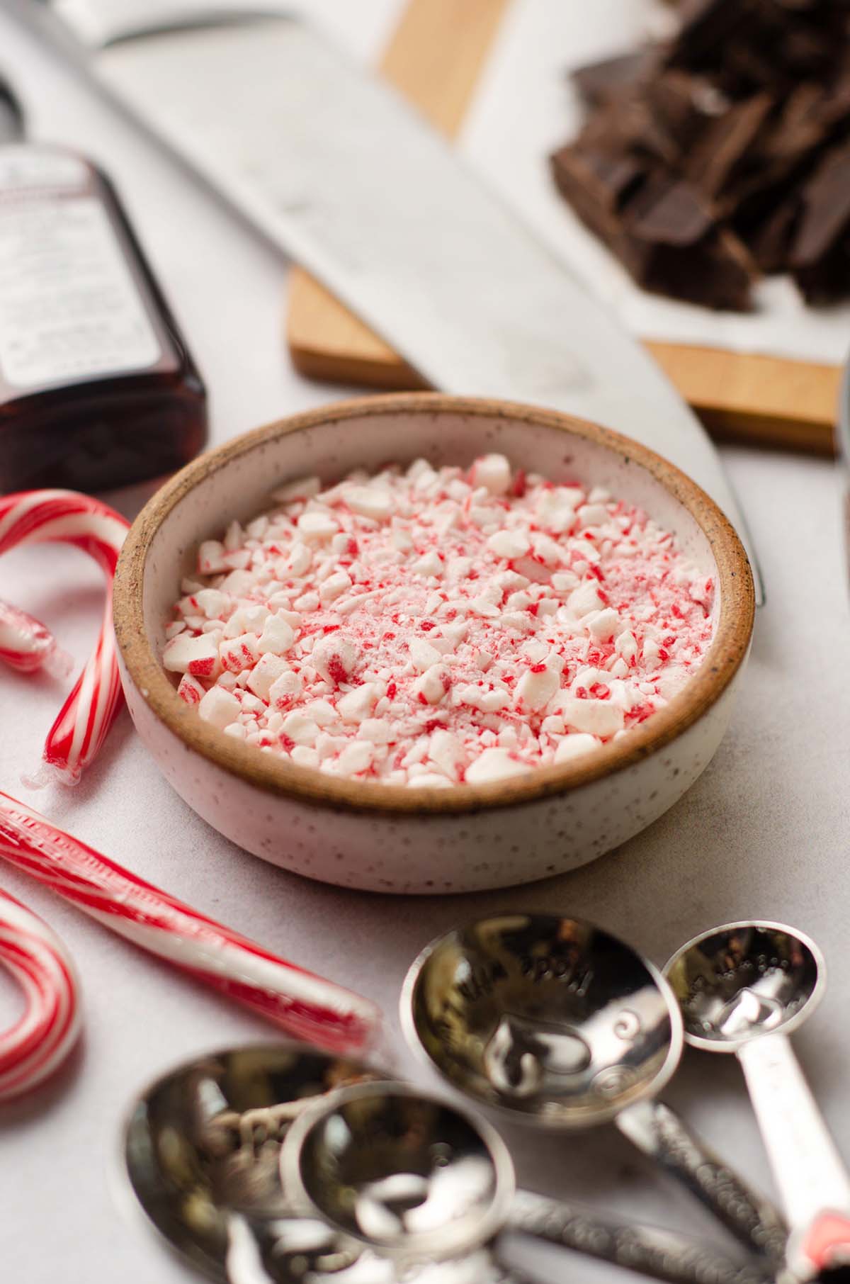crushed candy canes in a bowl