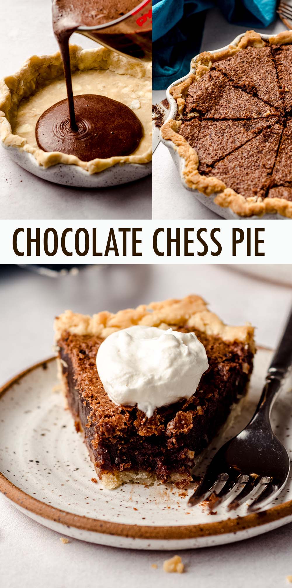 Chocolate chess pie is a traditionally Southern dessert with a slightly crisp and crackly top layer that leads to a rich and luscious brownie-like center. Serve this perfectly chocolatey pie just a touch warm with whipped cream, ice cream, or as is. via @frshaprilflours