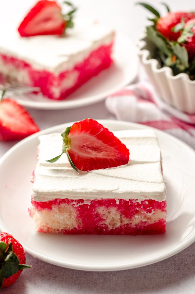 Easy Strawberry Poke Cake with Jello - Fresh April Flours