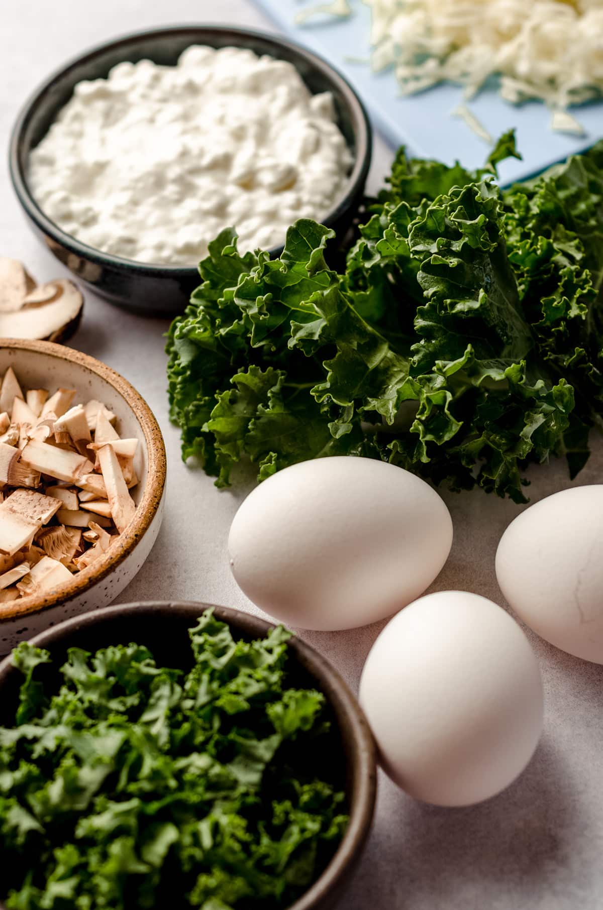 ingredients for kale and portobello egg bites