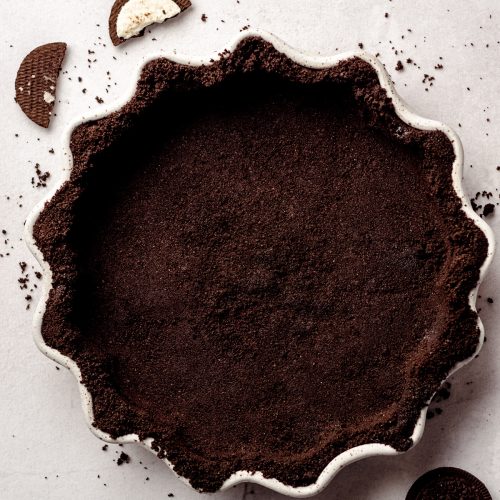 aerial photo of oreo cookie pie crust