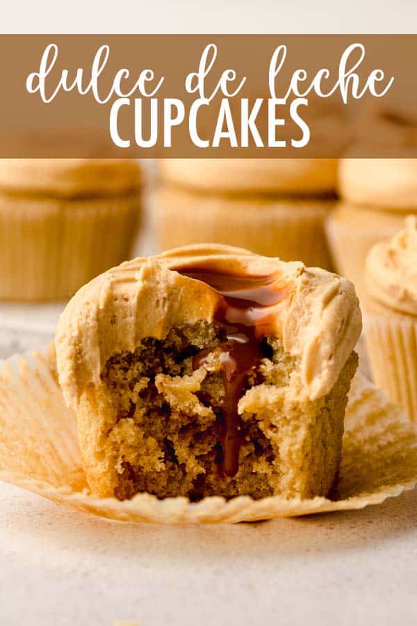 Moist and flavorful brown sugar cupcakes filled with sweet dulce de leche and topped with a smooth and creamy dulce de leche buttercream. via @frshaprilflours