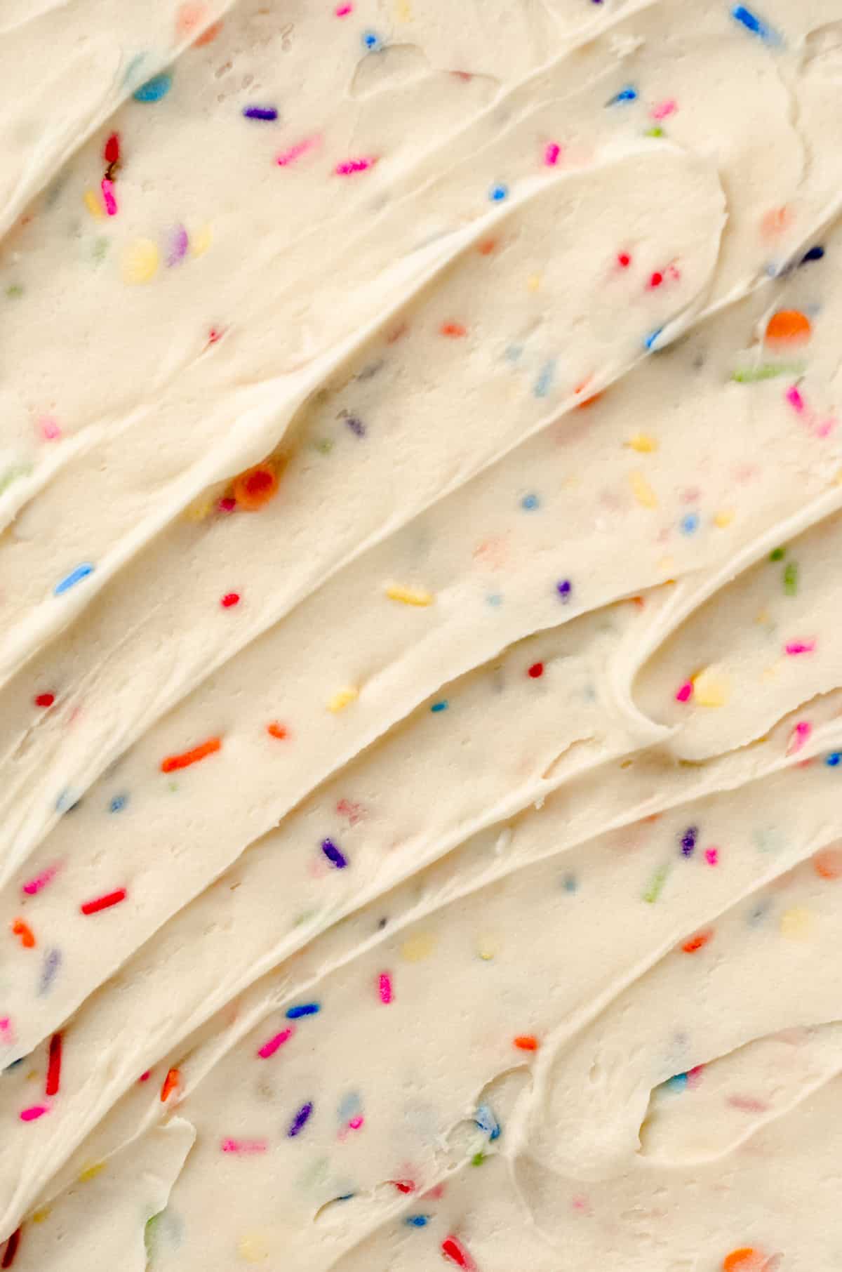 A close up of funfetti buttercream.