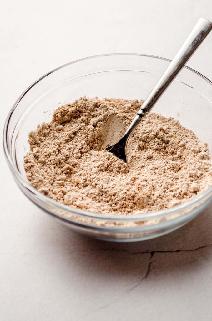 mixing ingredients for streusel topping