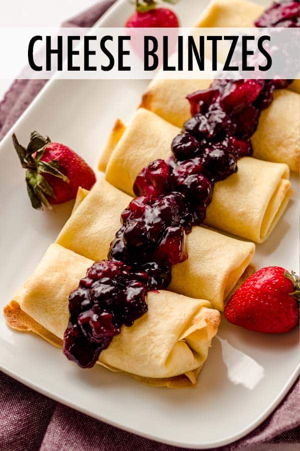 These homemade blintzes feature a thin, delicate crepe filled with a sweetened cream cheese and ricotta filling. Top with an easy berry compote, powdered sugar, or your favorite sweet topping. via @frshaprilflours