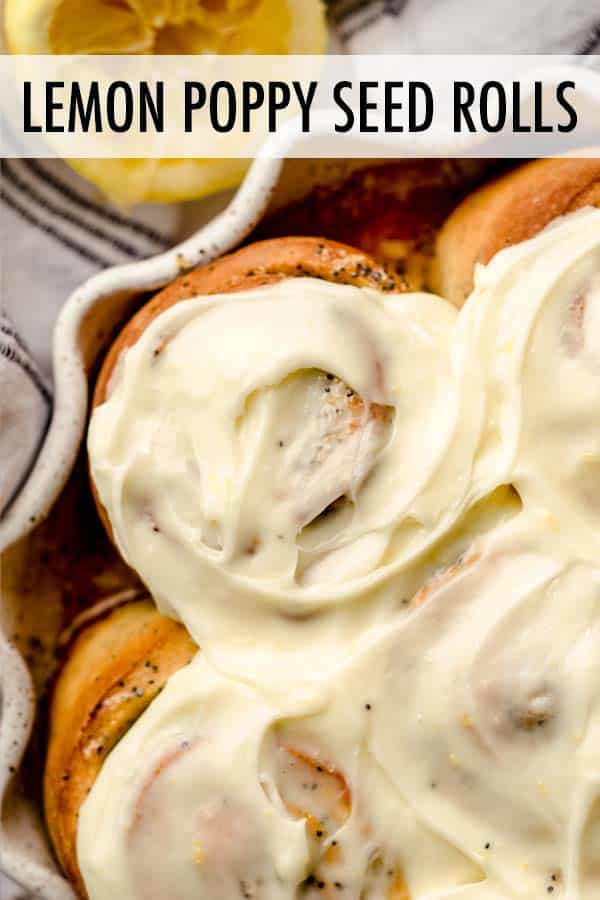 Sweet and tart yeasted lemon poppy seed rolls filled with a buttery sweetened lemon poppy seed filling and topped with a tangy cream cheese frosting. via @frshaprilflours