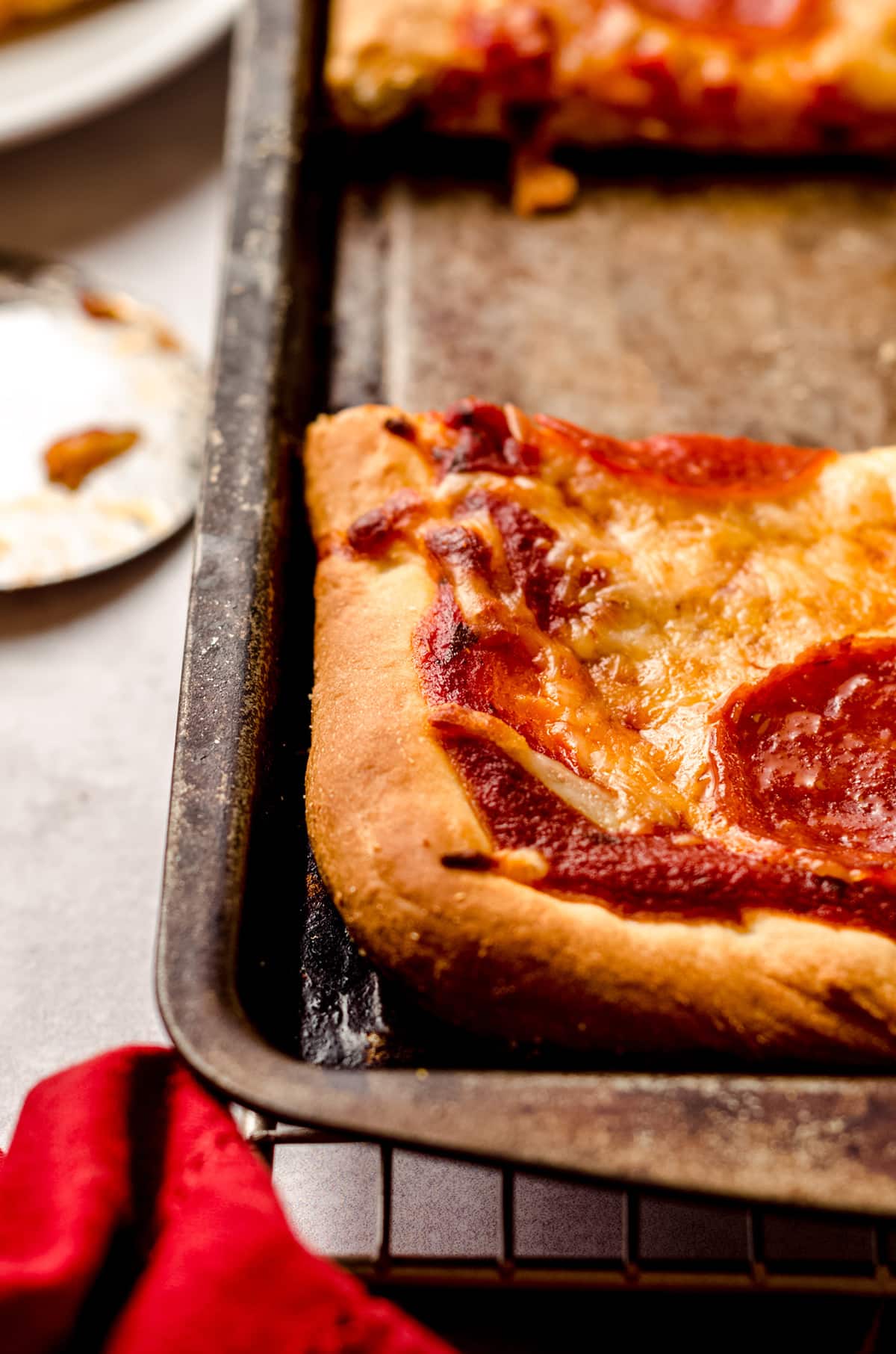 homemade pizza on a baking sheet
