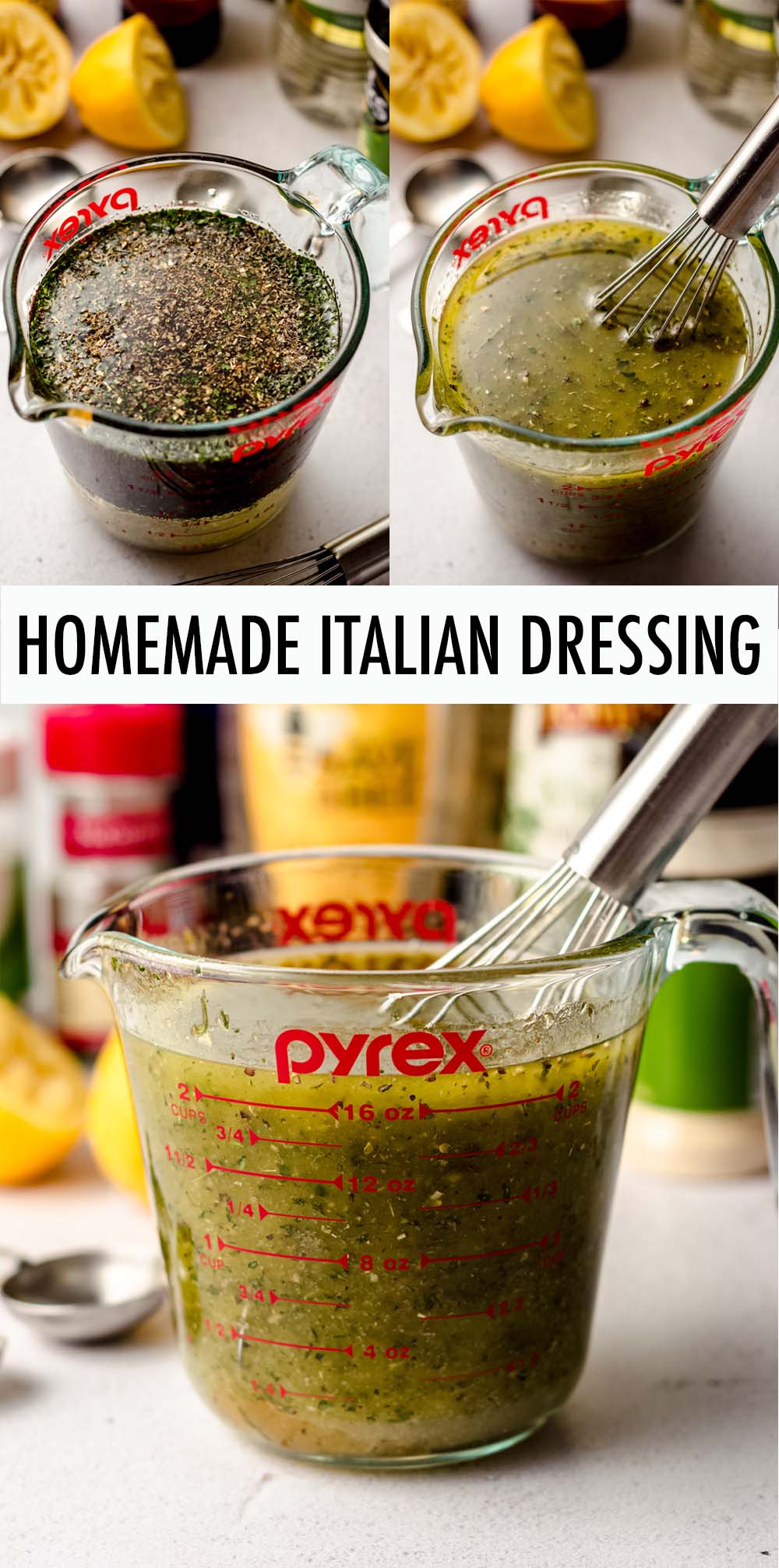 You only need a handful of simple pantry ingredients to make this easy homemade Italian dressing, perfect for salads, meat marinades, pasta salads, or any recipe you have that calls for a bottle of Italian dressing. via @frshaprilflours