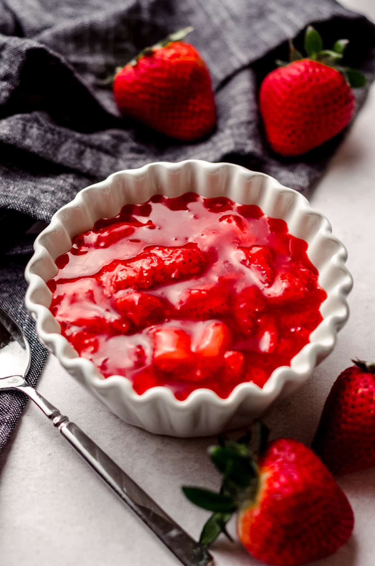 simple strawberry compote in a bowl