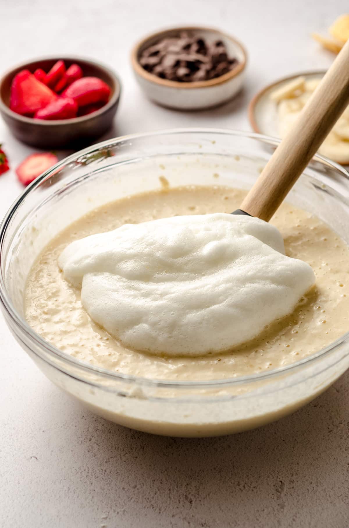 folding egg whites into pancake batter