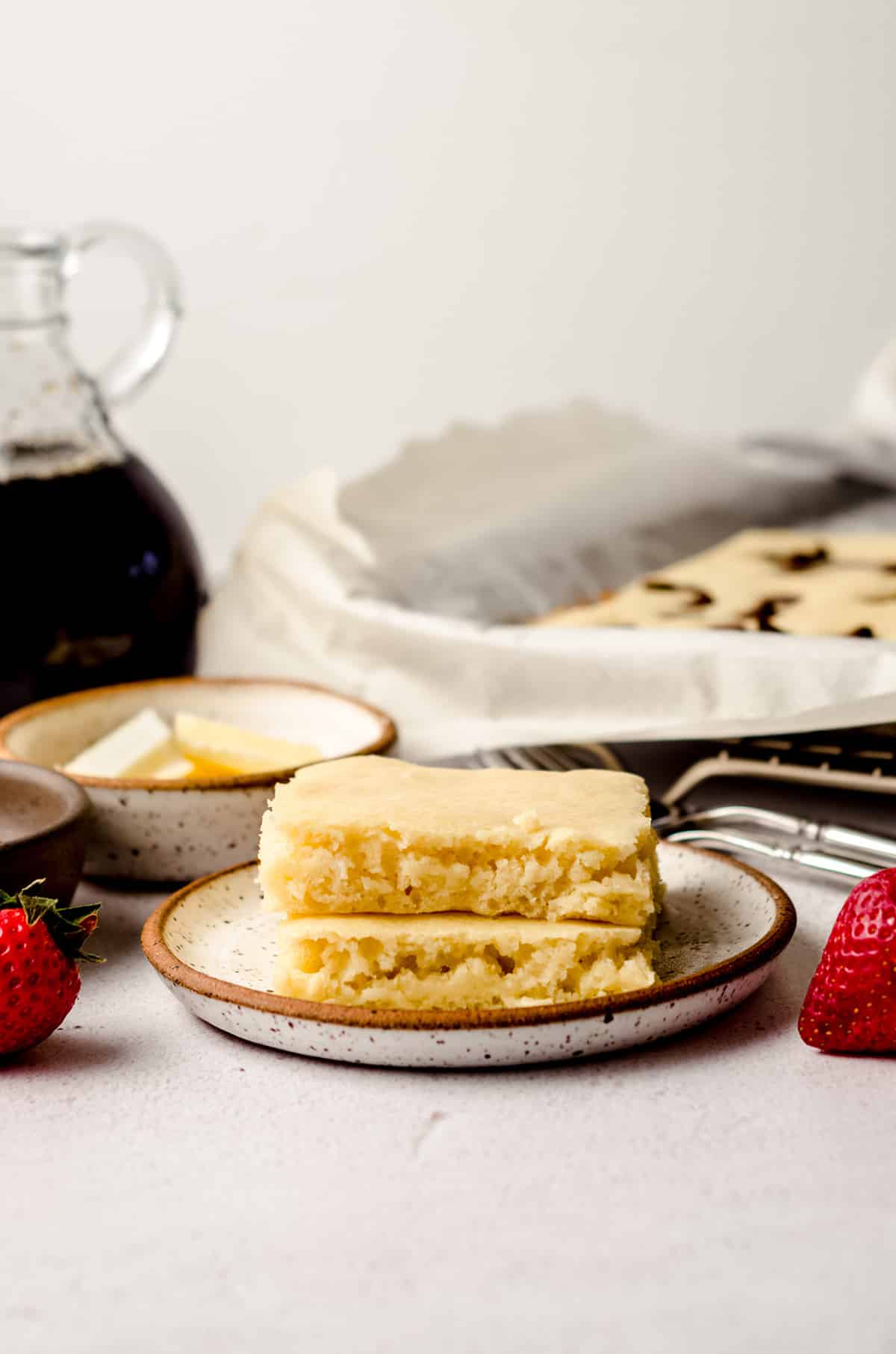 stack of sheet pan pancakes