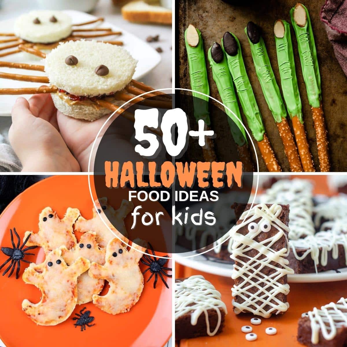 All of the fun Halloween food ideas you need for kids in one spot-- from appetizers and non-alcoholic drinks to main dishes and desserts, grab all the easy recipes to create one spectacular Halloween bash! via @frshaprilflours