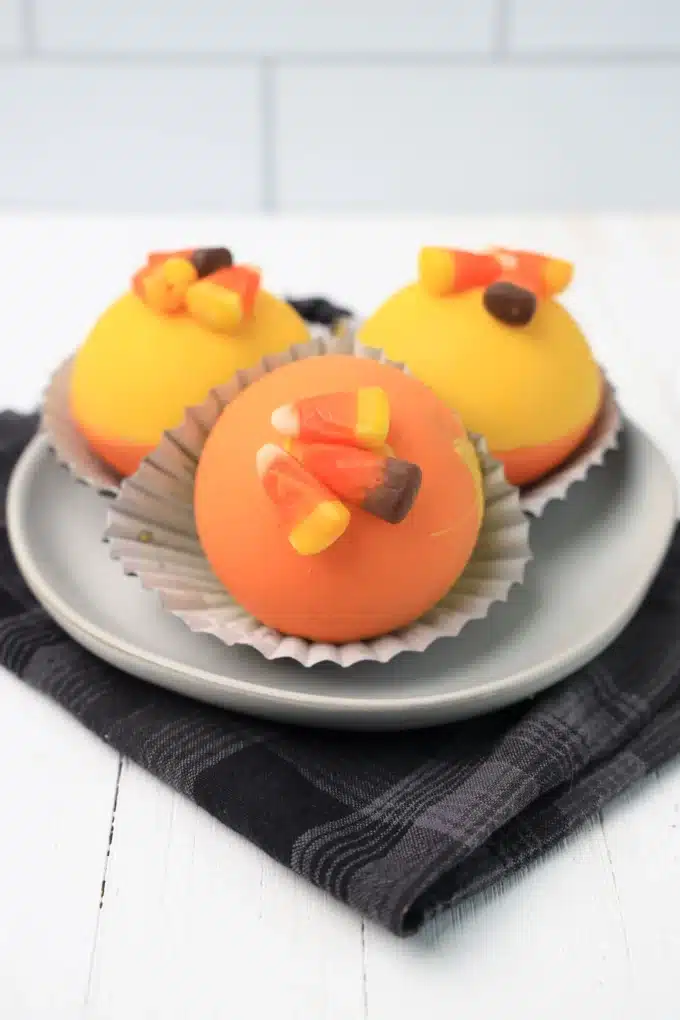 candy corn hot cocoa bombs