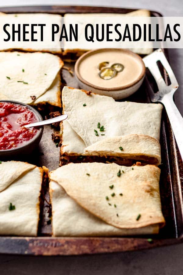 Turn your favorite homemade quesadillas into an easy dinner by making them entirely on a sheet pan. Fill with your choice of meat and favorite veggies to change it up or cater to your crowd's tastes. via @frshaprilflours