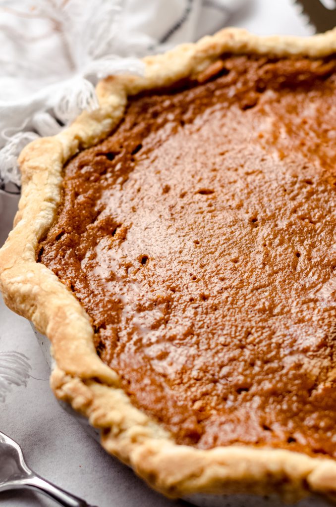 A homemade sweet potato pie.