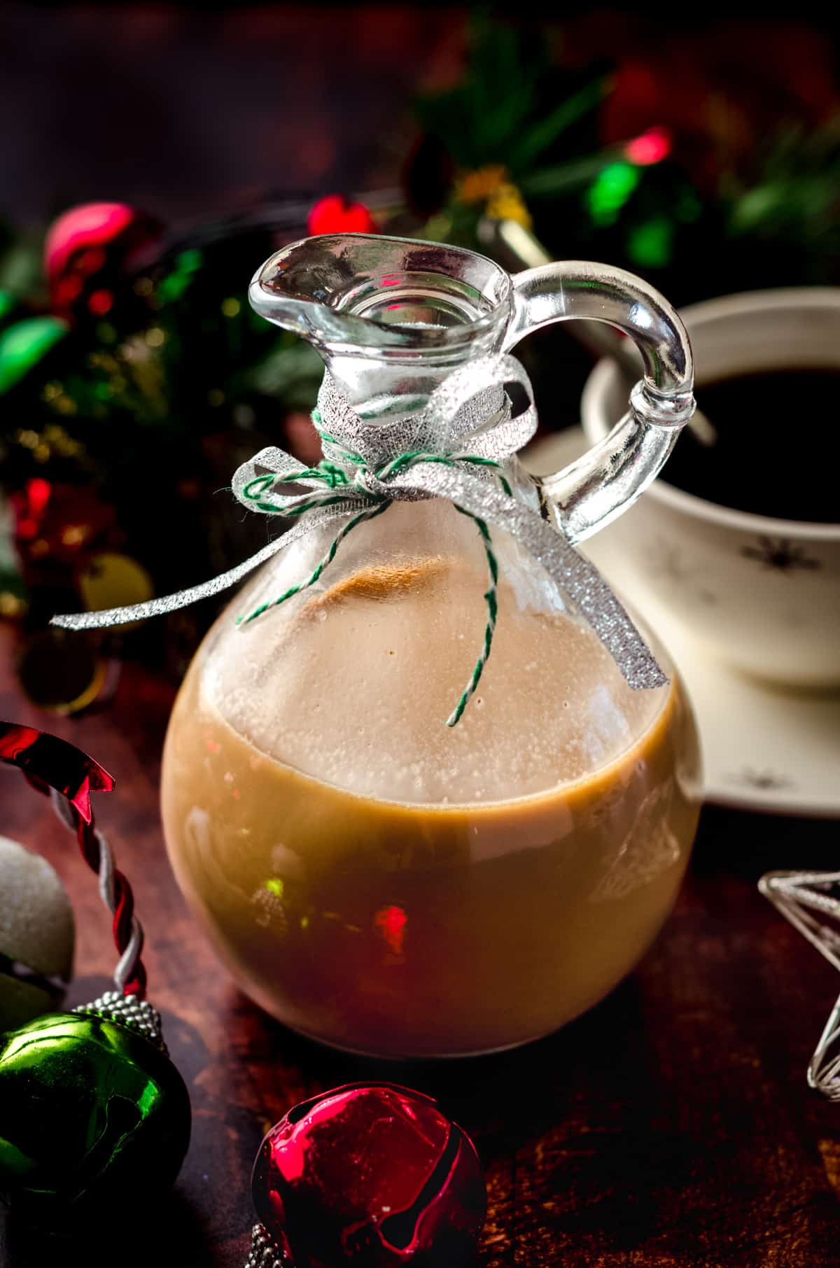 gingerbread coffee creamer in a glass container