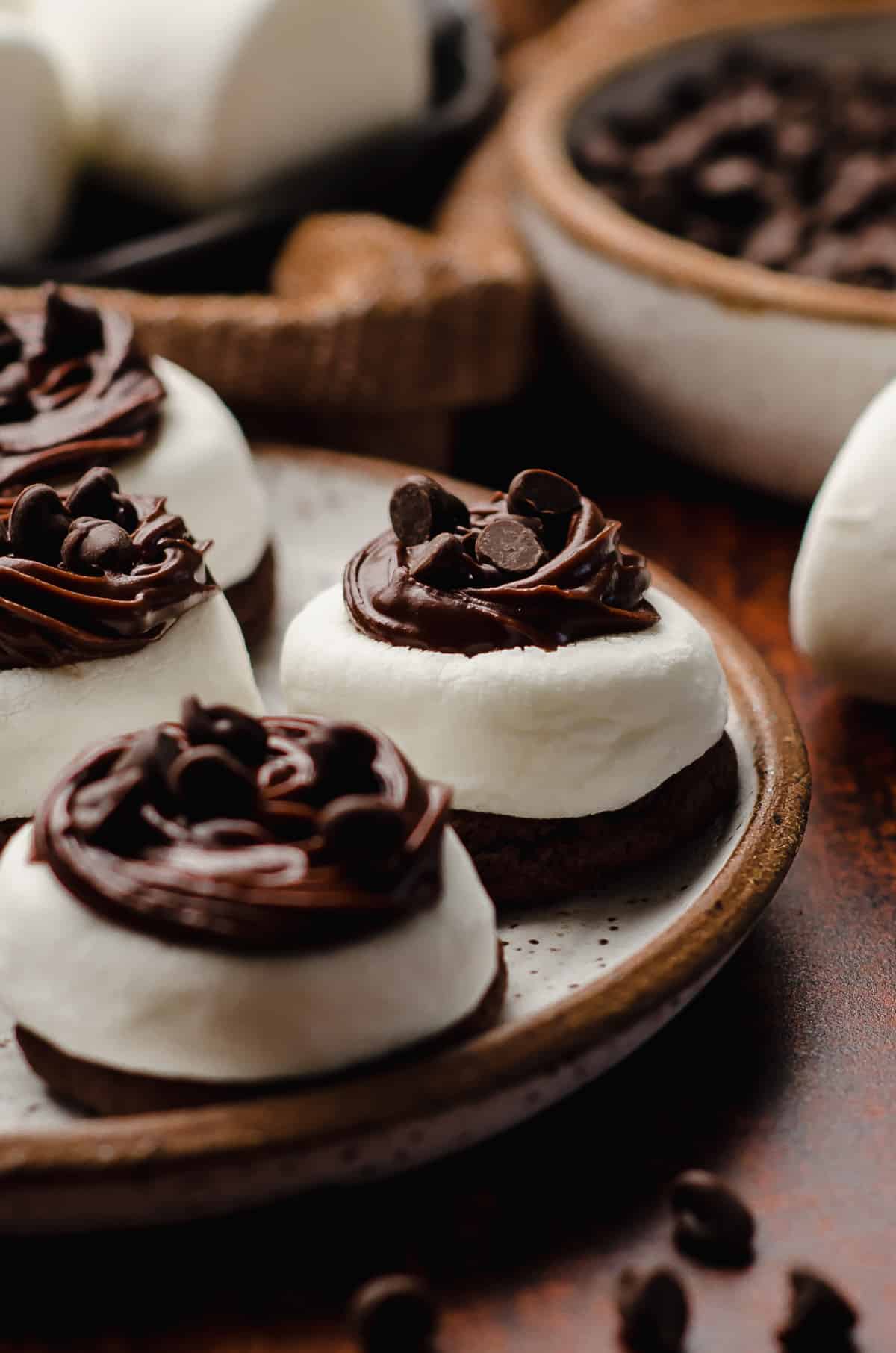 hot cocoa cookies on a plate