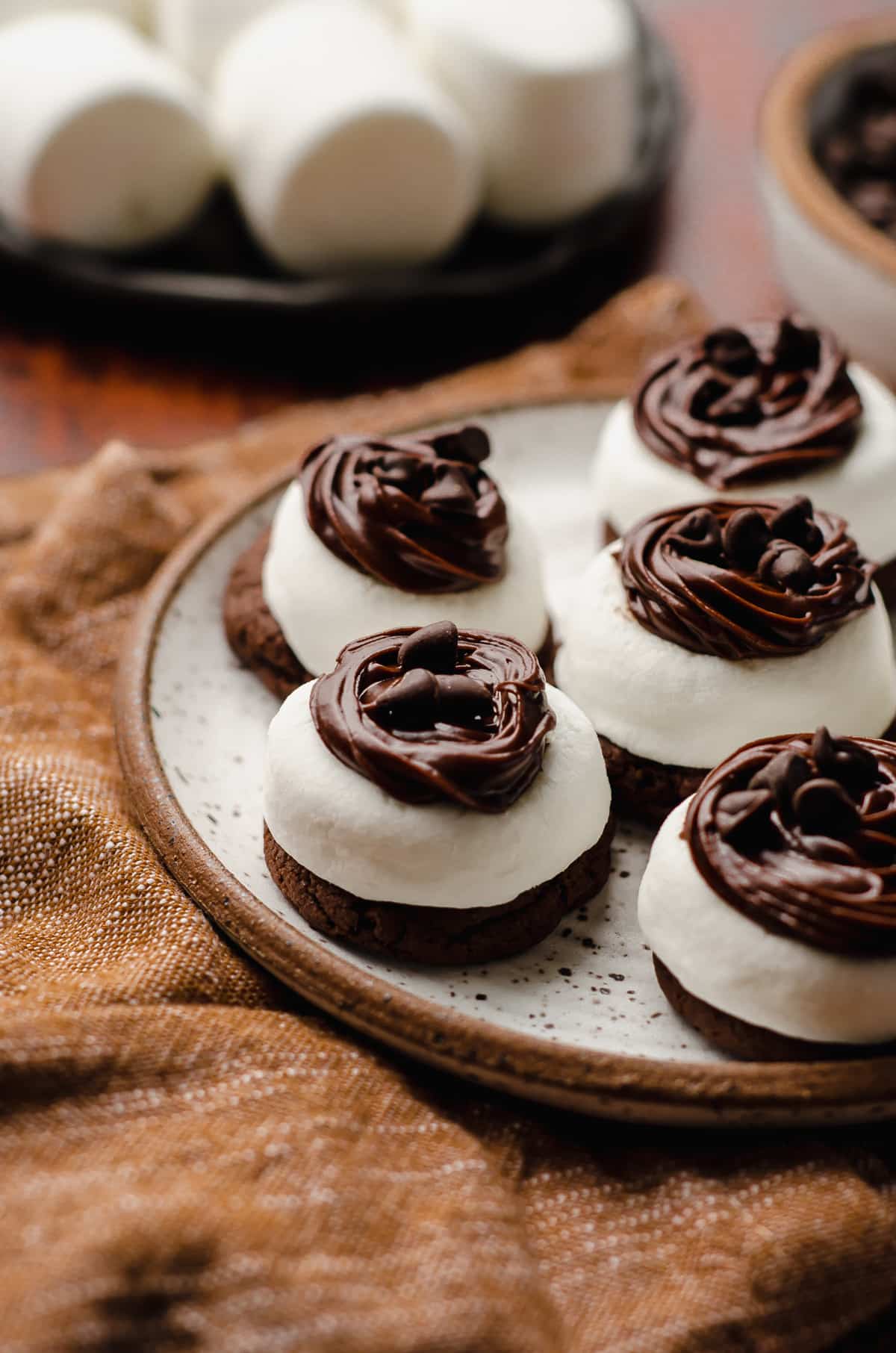 hot cocoa cookies on a plate