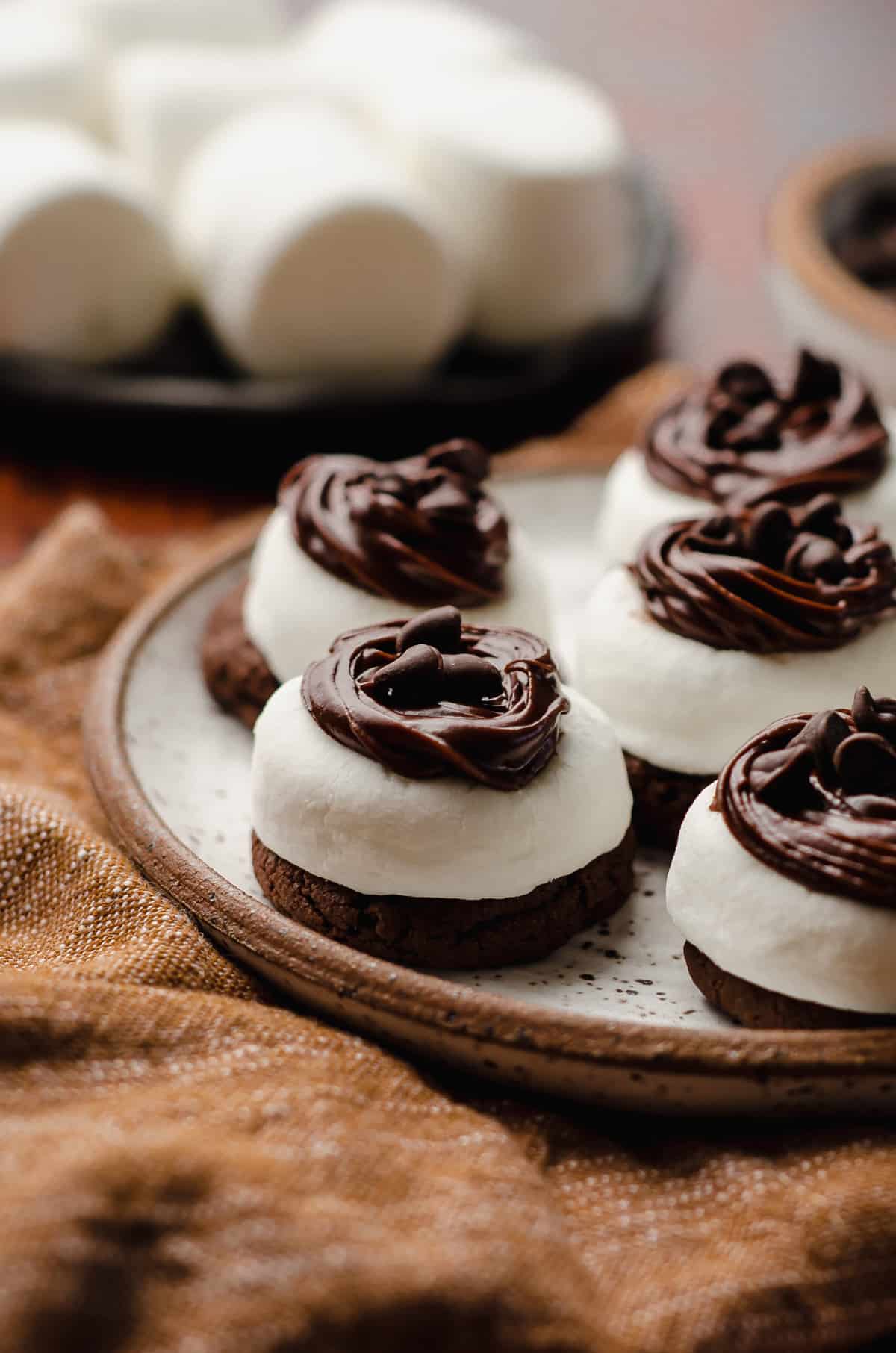 hot cocoa cookies on a plate