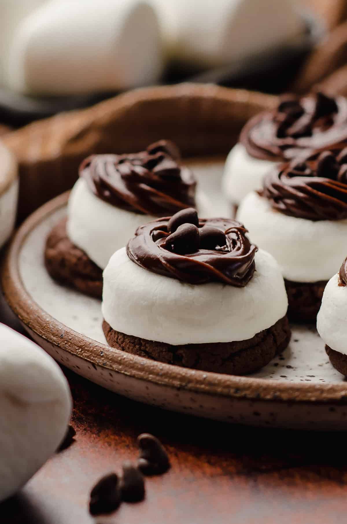 hot cocoa cookies on a plate