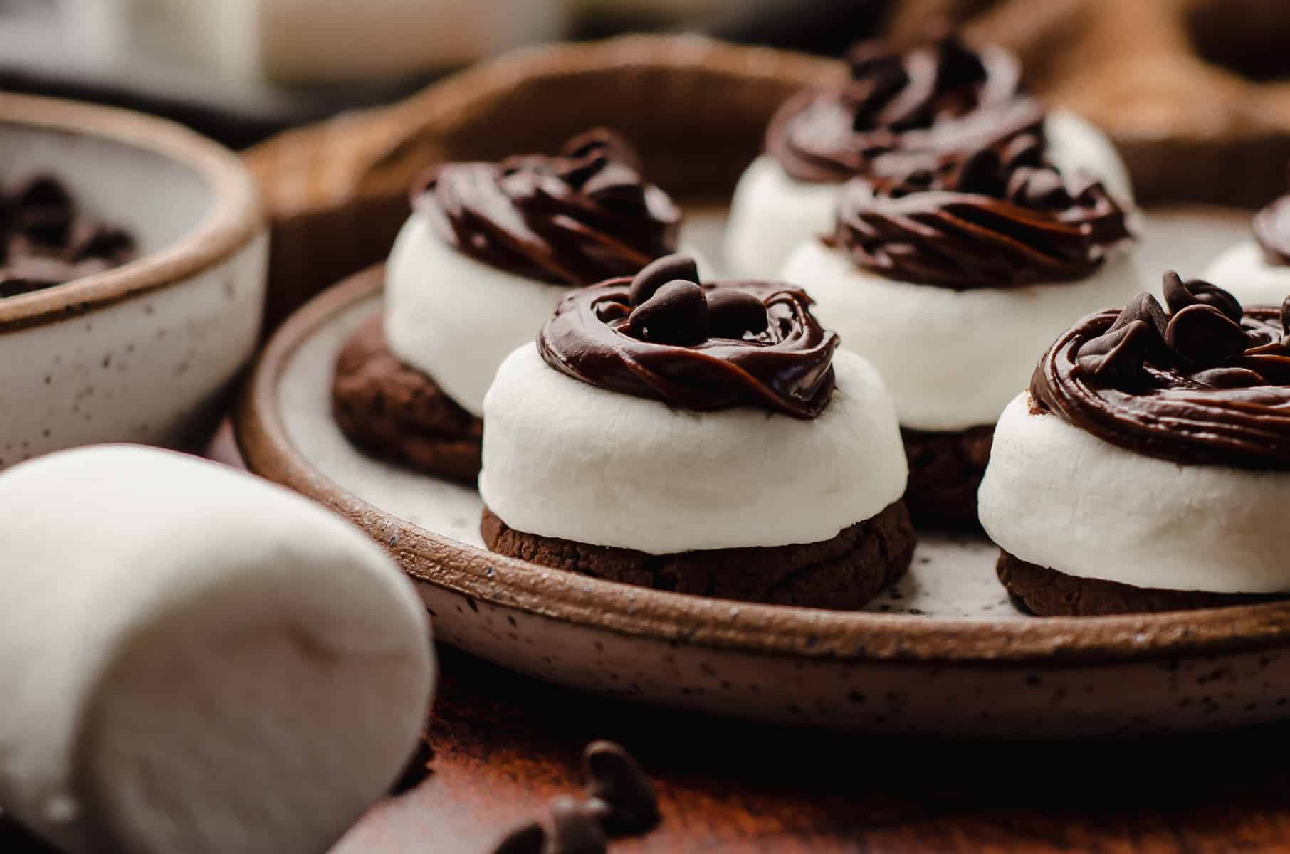 hot cocoa cookies on a plate