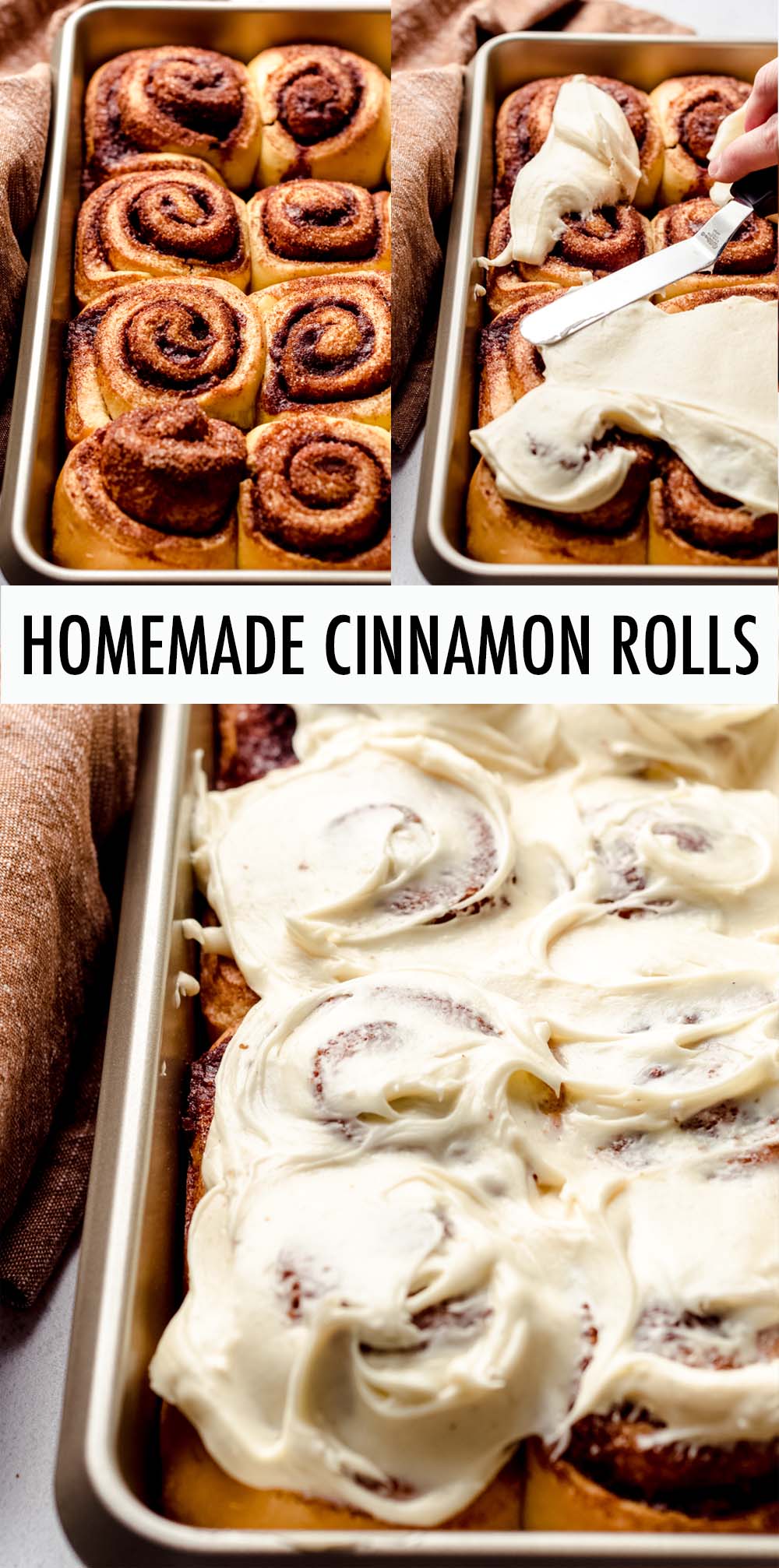 Soft and fluffy enriched yeast rolls filled with a buttery cinnamon filling and topped with a silky smooth cream cheese frosting. These fluffy cinnamon rolls only have one rise and can be made ahead of time and left in the refrigerator to bake in the morning. via @frshaprilflours