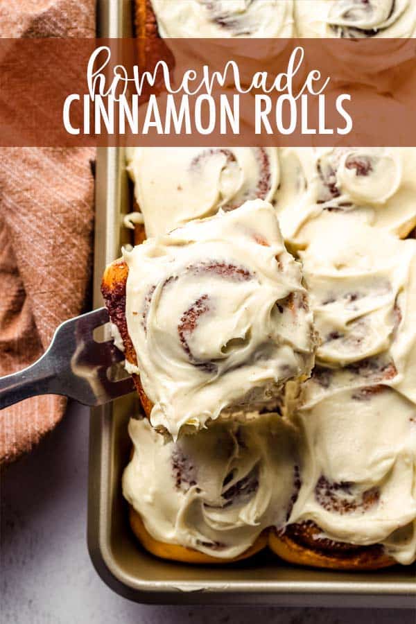 Soft and fluffy enriched yeast rolls filled with a buttery cinnamon filling and topped with a silky smooth cream cheese frosting. These fluffy cinnamon rolls only have one rise and can be made ahead of time and left in the refrigerator to bake in the morning. via @frshaprilflours