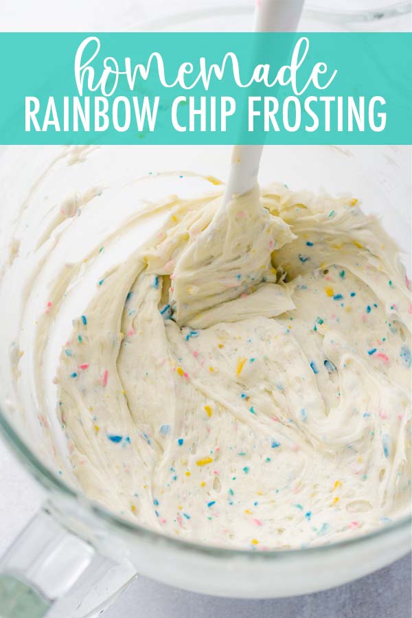 Turn any frosting into homemade rainbow chip frosting with two simple ingredients. This colorful frosting is perfect for any occasion! via @frshaprilflours