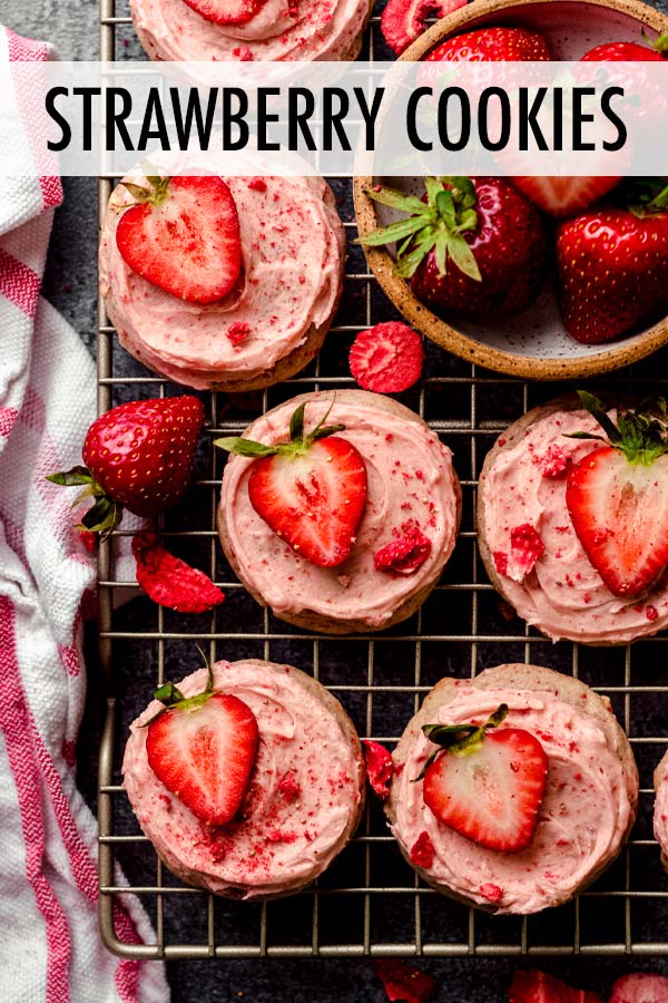 The key to strawberry cookies with strawberry buttercream is in freeze-dried strawberries. These flavorful cookies are so soft and chewy! via @frshaprilflours