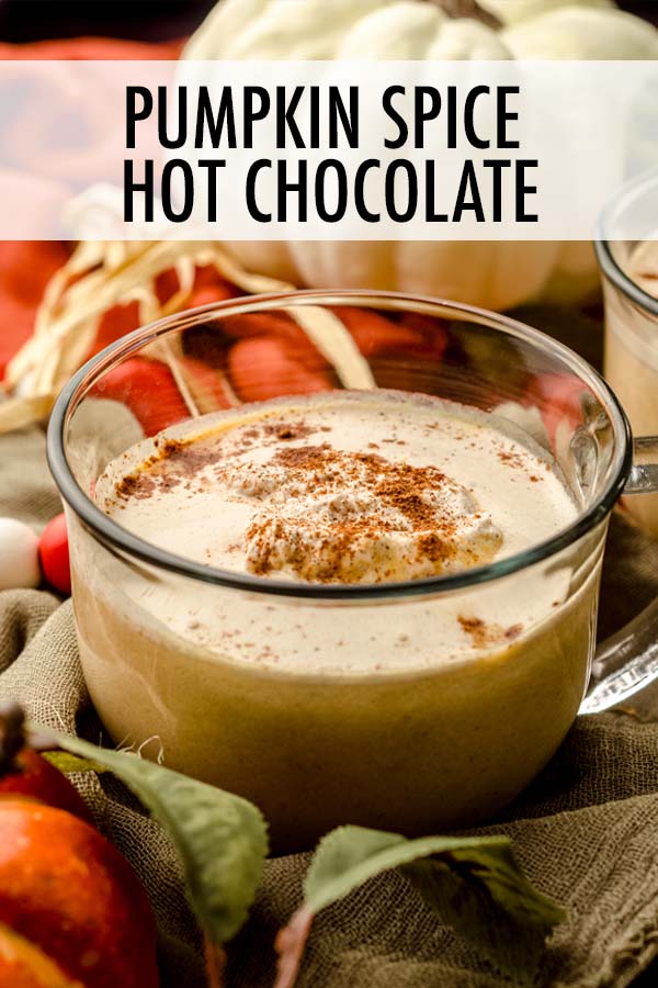 This pumpkin hot chocolate recipe features real pumpkin puree, smooth and creamy white chocolate, and warm fall spices. Use the stovetop or slow cooker! via @frshaprilflours
