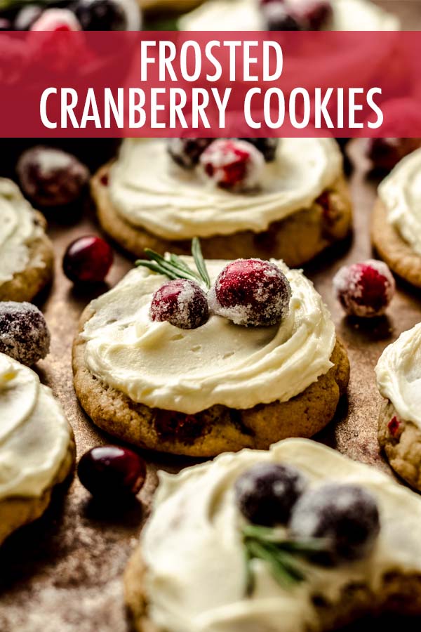 These soft and chewy cookies are filled with fresh cranberries bursting with tart fruity flavor and topped with a smooth and creamy white chocolate frosting.  via @frshaprilflours