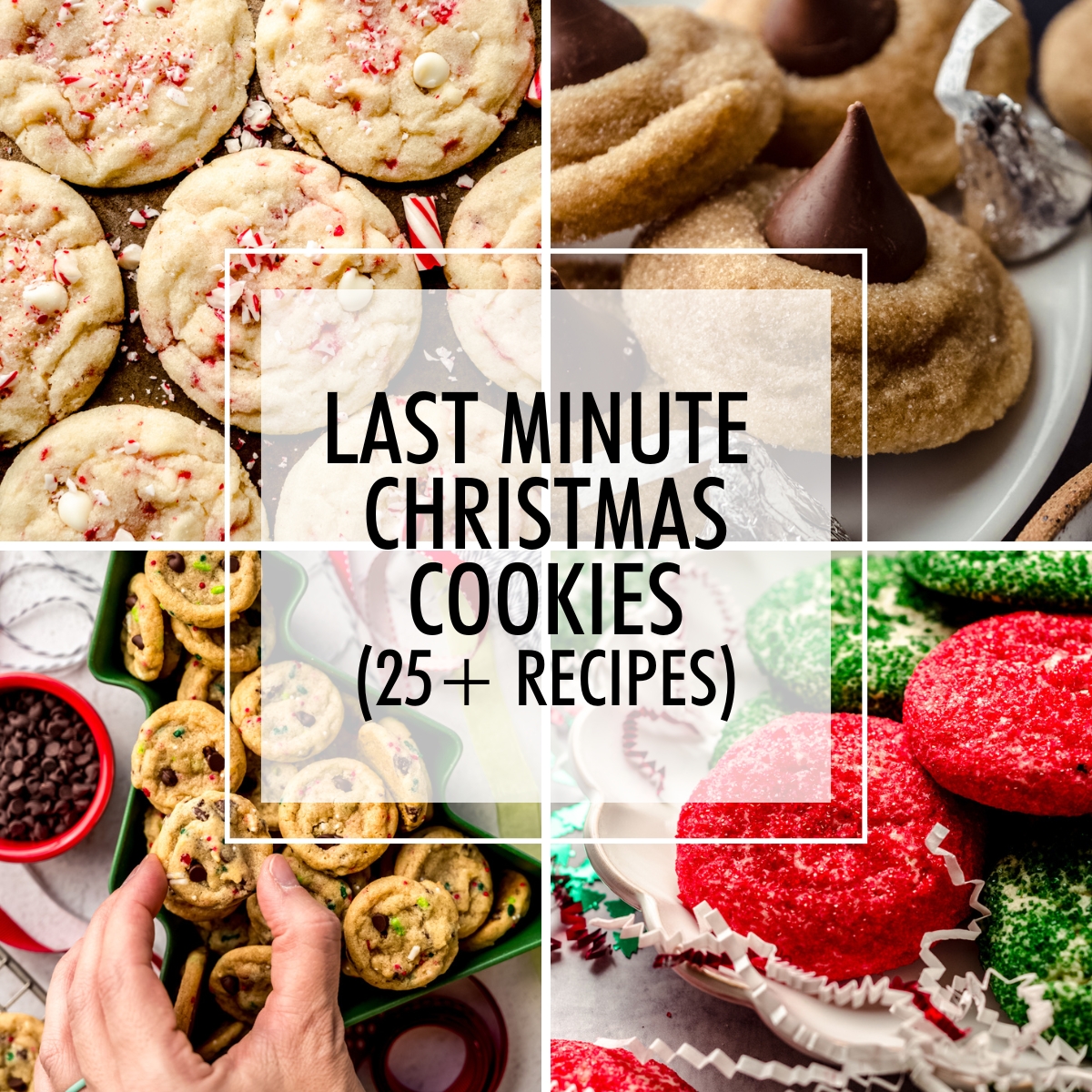 A grid of 4 photos of Christmas cookies with text overlay.