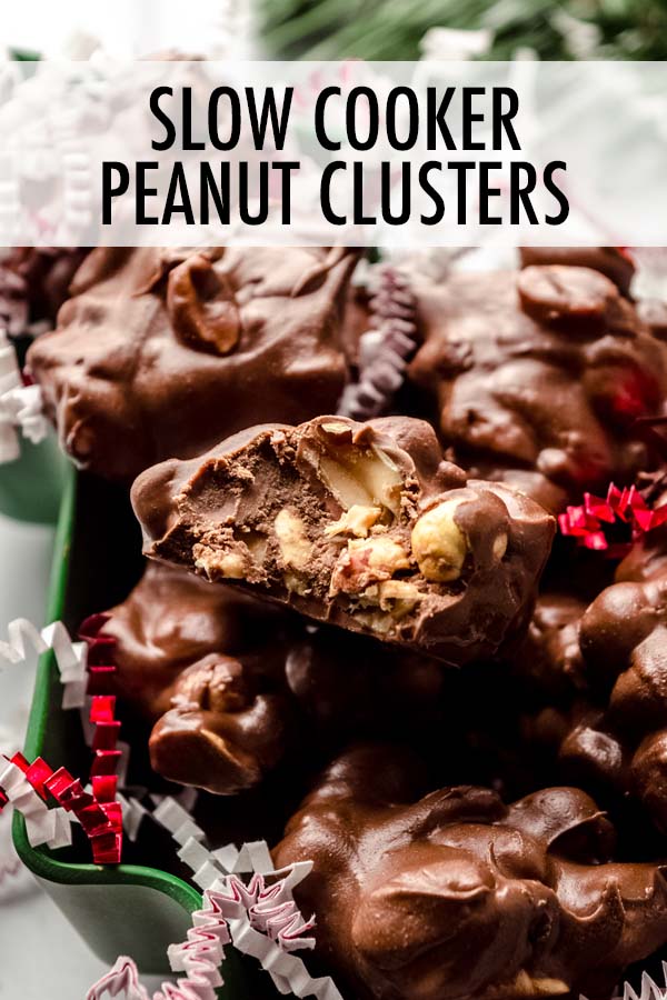 These crock pot chocolate peanut clusters are a sweet and salty candy you can make in the slow cooker or on the stovetop. Simply melt, scoop, and allow to harden. You can make them any size you want and they make a great easy candy recipe for holidays. via @frshaprilflours