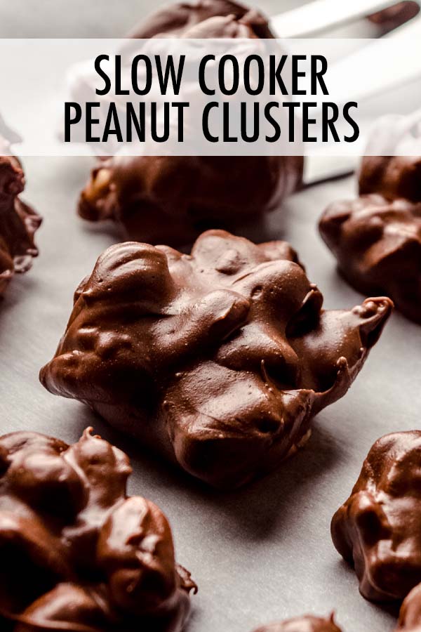 These crock pot chocolate peanut clusters are a sweet and salty candy you can make in the slow cooker or on the stovetop. Simply melt, scoop, and allow to harden. You can make them any size you want and they make a great easy candy recipe for holidays. via @frshaprilflours