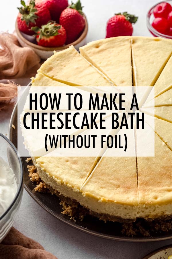 Whether it's a classic cheesecake recipe or a flavored version that you're making, baking your cheesecake in a water bath is key for the perfect lift, an even bake, and a crack-free surface. With my simple tried-and-true method, you can skip wrapping your springform pan in foil, saving you time and materials. via @frshaprilflours