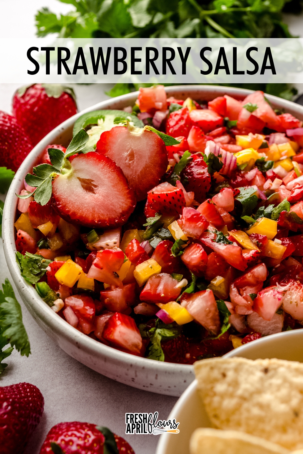 This sweet and spicy salsa uses strawberries in place of tomatoes for a fun twist on traditional salsa. It's the perfect summer dip or for any time you have delicious fresh strawberries on hand. via @frshaprilflours