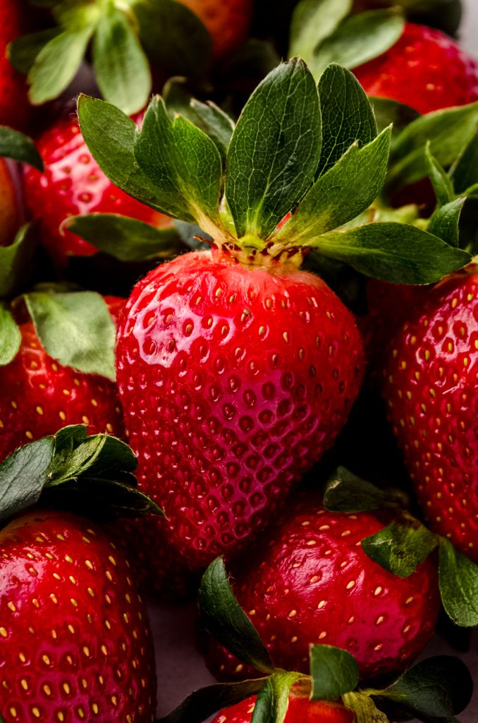 Closeup photo of a fresh strawberry.