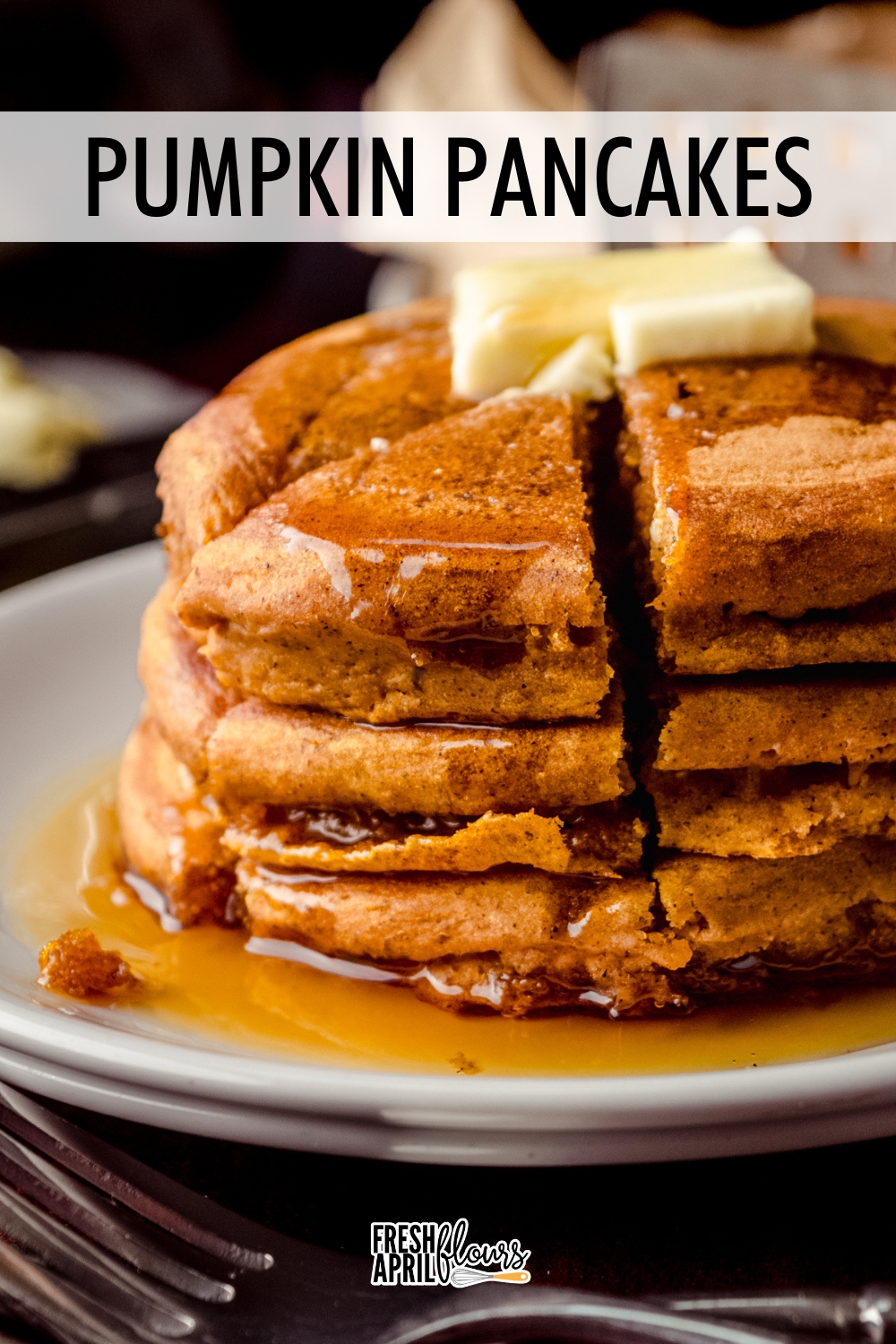 These homemade pumpkin pancakes are filled with warm spices and plenty of room for chocolate chips or chopped nuts if you want to add them. They are thick, soft, and quick to make. via @frshaprilflours