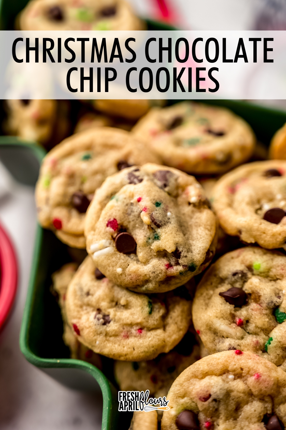 These soft and chewy bite-size chocolate chip sprinkle cookies are made with only 9 simple ingredients and require no chilling. They come together quickly so they're the perfect cookie for last-minute baking! Recipe includes instructions for making 8 standard size cookies. via @frshaprilflours