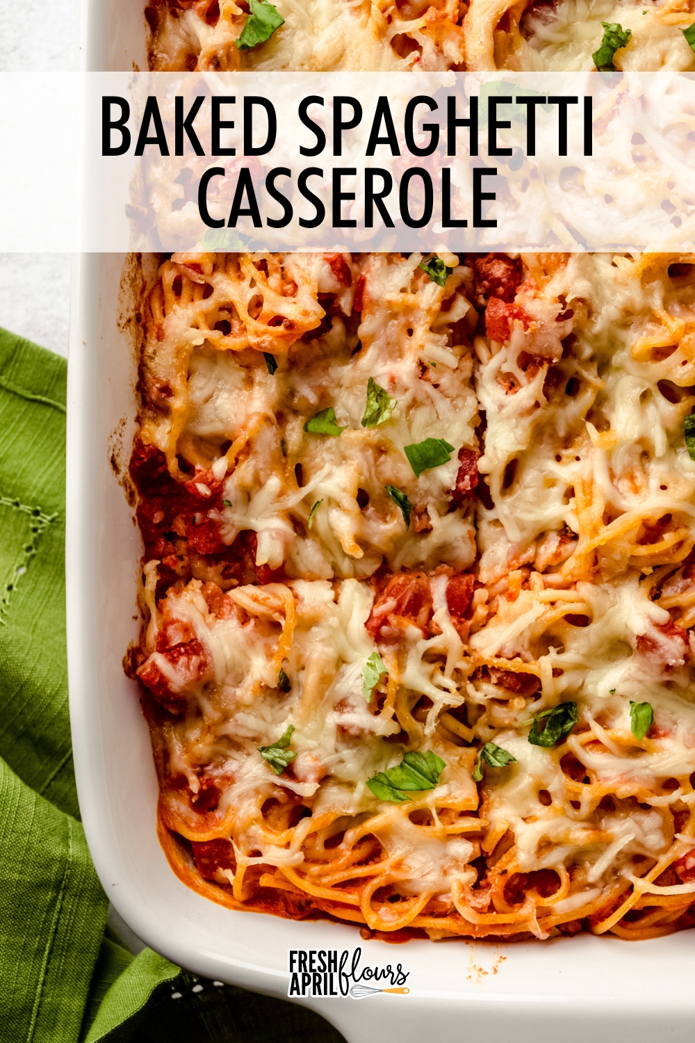 This easy baked spaghetti casserole is extra creamy thanks to the addition of smooth and tangy cream cheese. This baked spaghetti recipe comes together quickly, leftovers stay moist and flavorful for days, and it can even be made ahead of time. Keep this dish vegetarian or see the recipe notes for suggestions on adding a meat component to this easy casserole. via @frshaprilflours