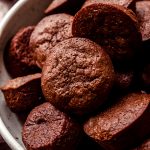 Brownie bites in a bowl.