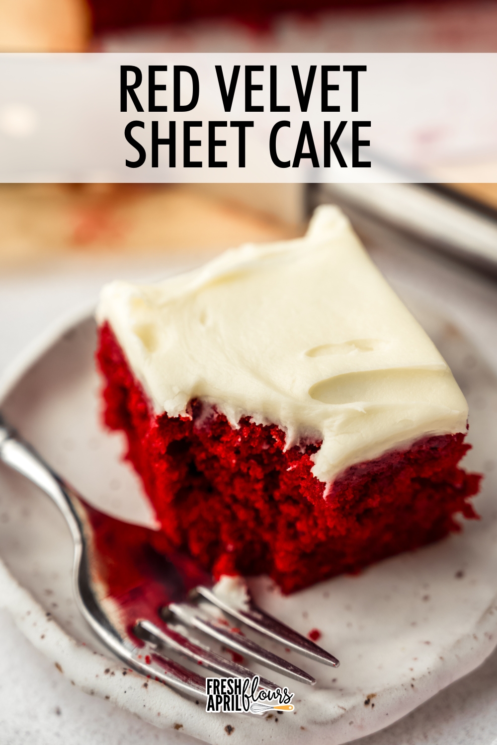 This red velvet sheet cake has everything you love (fluffy texture, subtle tang, and rich cream cheese frosting) without the extra work of stacking cake layers. After years of perfecting my recipe, it’s become a go-to for home bakers with rave reviews. With just a few key ingredients and simple steps, you’ll have a classic, crowd-pleasing cake that’s as easy as it is delicious! via @frshaprilflours