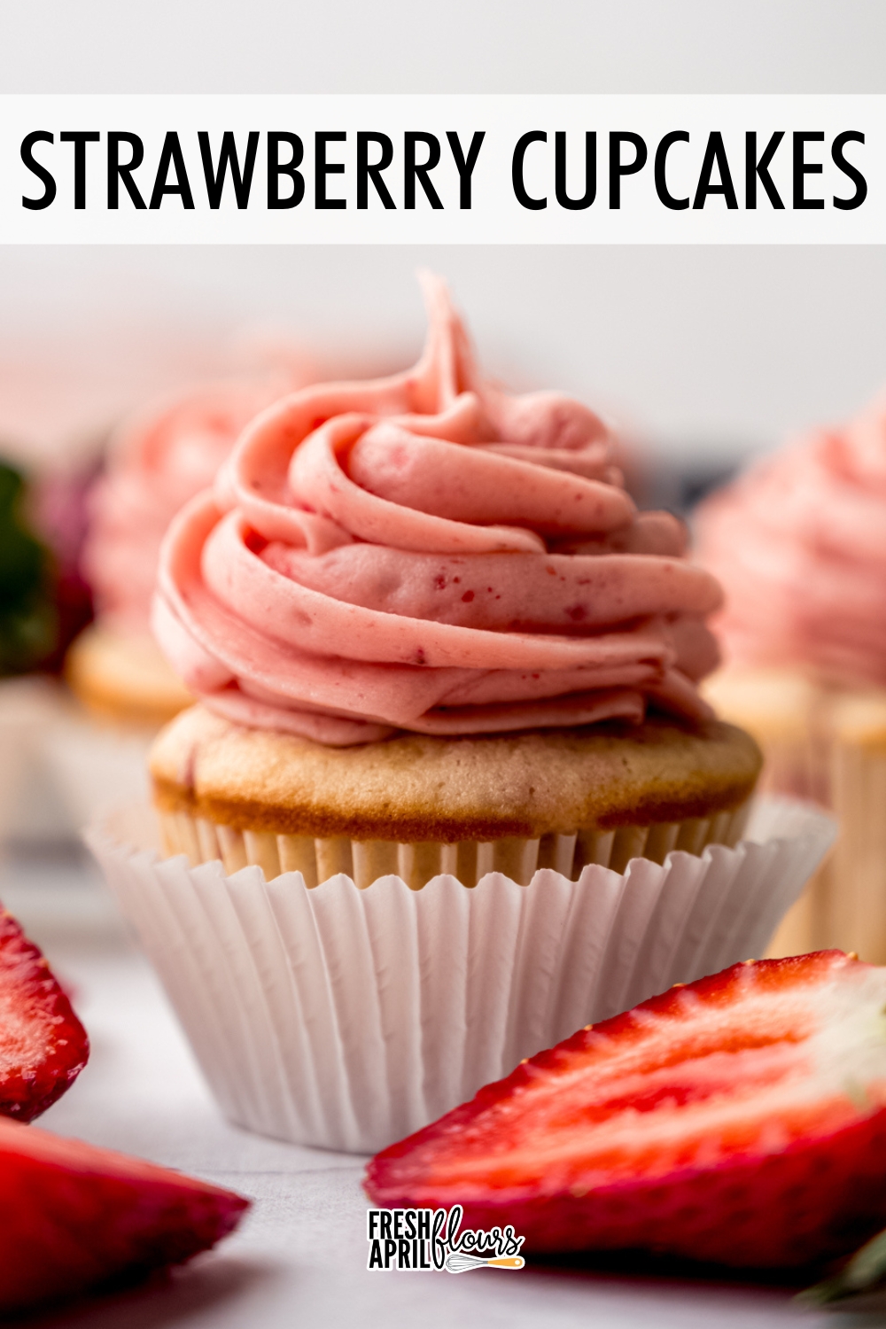 These fresh strawberry cupcakes are a spin on my famous strawberry cake, which has been delighting taste buds and collecting rave reviews since its publication in 2017. Made without gelatin, these cupcakes pack a punch of real strawberry flavor from fresh berries, creating moist, fluffy cupcakes that get topped with an equally flavorful strawberry buttercream. via @frshaprilflours