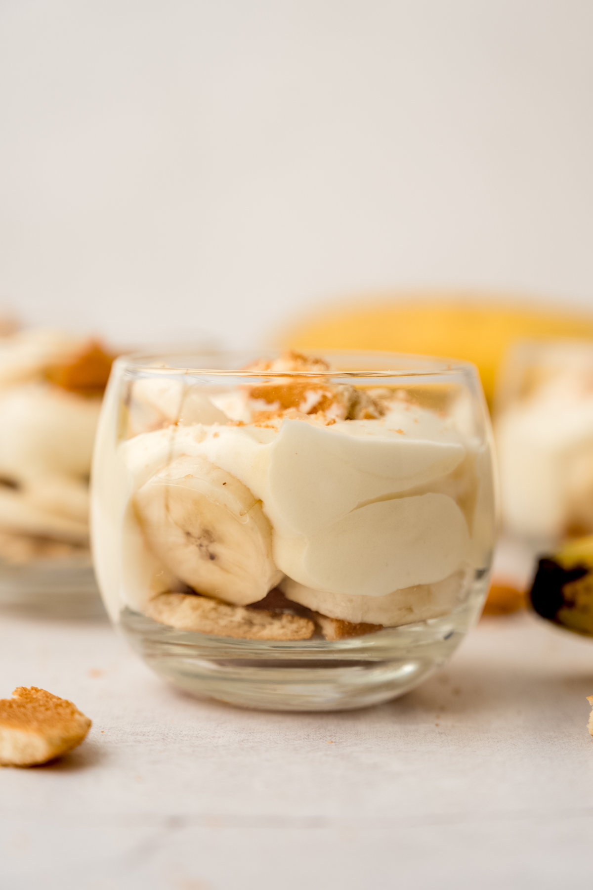 A small dessert cup of banana pudding.